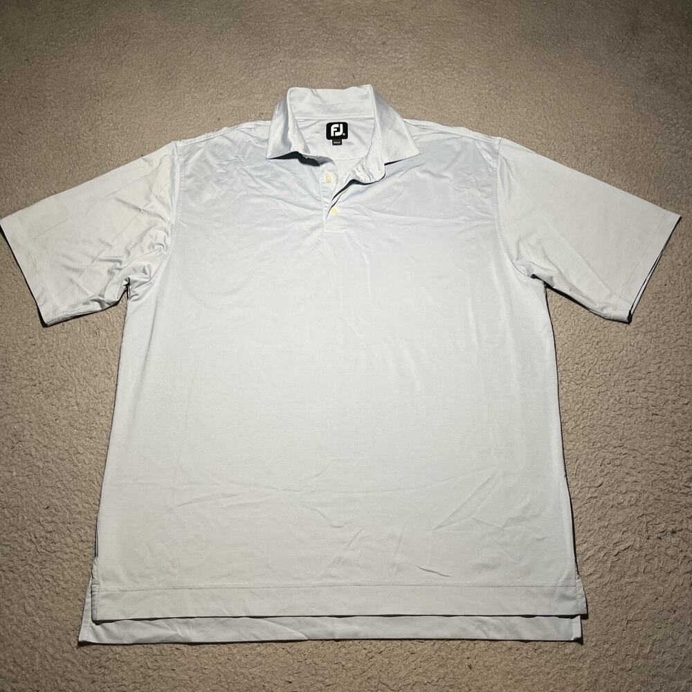 Footjoy FJ Golf Polo Shirt Mens XL Blue Stipe Athletic Golf Outdoor Short Sleeve